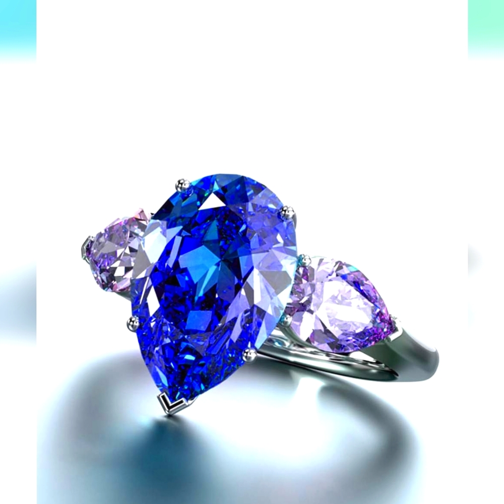💎STUNNING Blue Sapphire Amethyst Ring On 925 Sterling silver